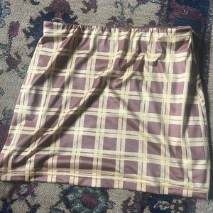 With Jean Checkered Mini Skirt Brown and Yellow